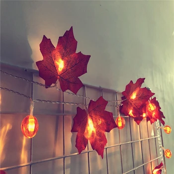 DIY Artificial de Outono, Maple, Folhas de Abóbora Garland Led Luzes de Fadas para a Decoração de Natal de ação de Graças Festa de Halloween Decoração