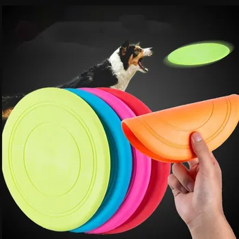 1pcs Engraçado Silicone Disco Voador Cão de Brinquedo do Gato de Sílica Gel Macio do animal de Estimação Discos Voadores Cão de Treinamento Interativo Suprimentos para animais de Estimação