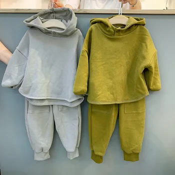 2020 Ins Outono, Inverno, Moda De Nova Filhos Conjuntos De Crianças Com Capuz Sweatershirts E Calças De Crianças Conjuntos De Vestuário