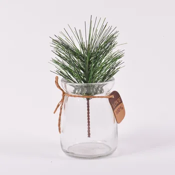 5PCS verde artificial de agulhas de pinheiro artificial de plantas falso flor artesanal DIY de casamento casa decorações de Natal