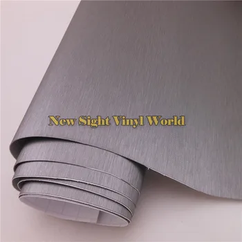 De alta Qualidade Cinza Titânio Escovado em Vinil Envoltório Para Adesivos de carros Com Bolha de Ar Livre Tamanho: 1.52*30M/Roll