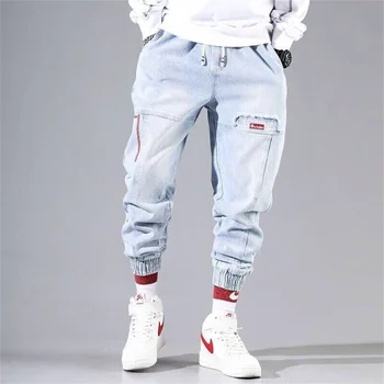 2021 Novo Streetwear Hip Hop Carga Calças jeans masculino Calças Cargo Elástico Harun calças de Corredores de Calças No Outono e na Primavera os Homens de Pano