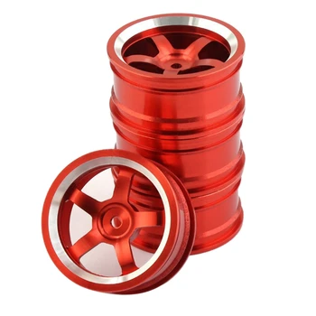 4Pcs de 52Mm de Metal, Aro de Roda cubo de Roda Para HSP Tamiya IPH Kyoshu Sakura Traxxas,Vermelho