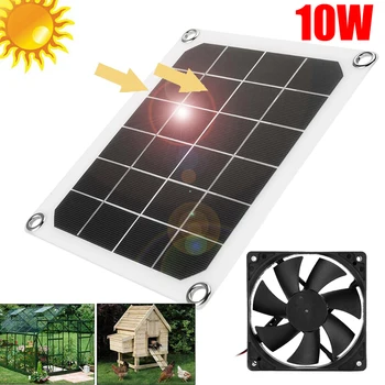 10W de energia Solar Monocristalino Painel de 6 Polegadas, Ventilador de Exaustão Conjunto de Painel Solar Fonte de Alimentação Mini Ventilador para RV gases com efeito de animal de Estimação da Casa