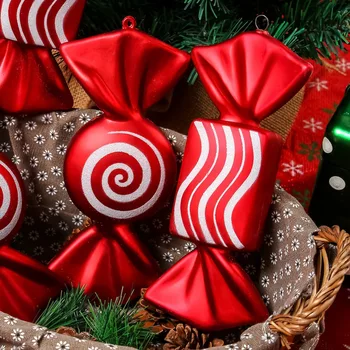 2pcs Oversize Vermelhas Doces de Natal Árvore de Enforcamento Pingente de Decoração de Natal em Casa a Festa de Natal Favores Miúdos Presente de Ano Novo 2023 Navidad