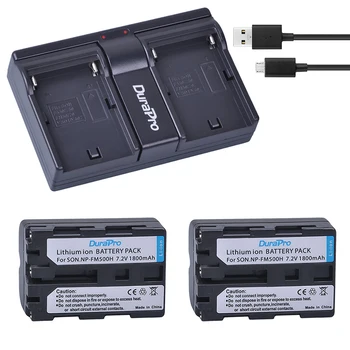 Durapro 2 x Para Sony NP-FM500H FM500H Câmera Bateria + USB Dual Carregador Para Sony A57 A77 A65 A99 A350 A550 A580 A900 Bateria