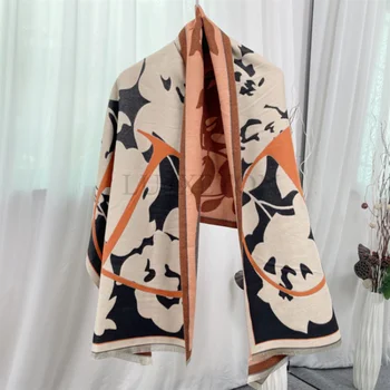 Luxo Inverno Cachecol De Cashmere Mulheres De Design Quente Pashmina Cobertor De Cavalo Lenços Femininos Xale Envolve Grosso Foulard Bufanda