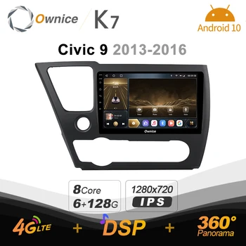 K7 Ownice 6G+128G Android 10.0 Rádio do Carro Para Honda Civic 2013 - 2016 DVD Multimídia de Áudio 4G LTE GPS Navi 360 BT 5.0 Carplay
