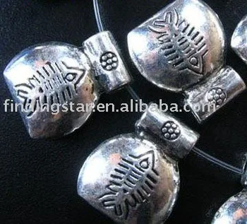 FRETE GRÁTIS 75pcs Tibetano PEIXES de prata pingentes de pedra 25x13mm A608