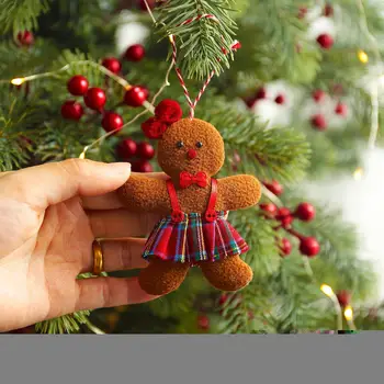 Árvore de natal Ornamento de Suspensão 3pcs Natal Fuzzy Gingerbread Novo Presente Pingentes de Natal de Pelúcia Homem de Crianças Decoração H3x6