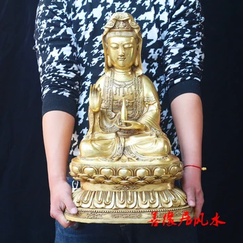 55CM Empresa LOJA casa eficaz Talismã de Proteção-Budismo, Buda Nanhai Guanyin KAI GUANG FENG SHUI estátua