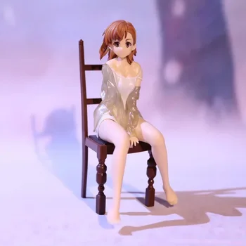 Anime Toaru Kagaku no Railgun Misaka Mikoto Cadeira de PVC Figura de Ação Colecionáveis Modelo de Boneca de Brinquedo 20cm