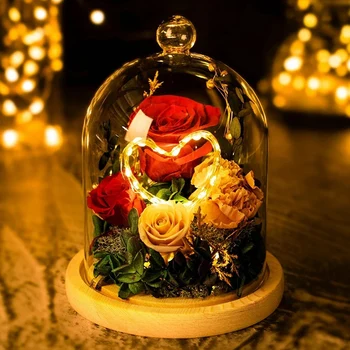 Lâmpada LED Eterna, Rosa de Casamento Decoração da Casa Rosa Flor em Vidro para o dia dos Namorados Mariage Presente Eterna Flor Caixa de Presente