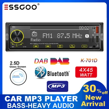 ESSGOO Universal 1 Din aparelho de som de Carro MP3 Player 2.5 D Cheio com Botão de Toque, DAB AUX Rádio AM FM Chocante Som do Carro de Bluetooth Autoradio