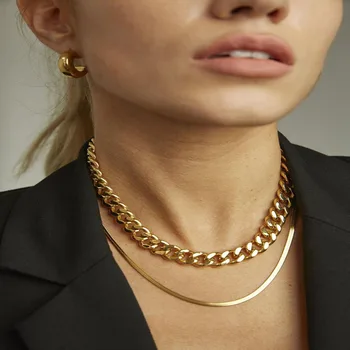 Chegada nova moda 2-camada de colar estilo boêmio senhoras simples cadeia de espessura exagerada jóias direto da fábrica vendas