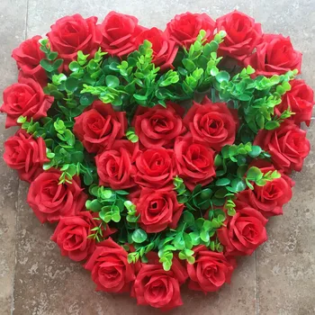 40 CM Artificiais de Seda Forma de Coração Linda Flor Rosa Bola para o Casamento, a Porta do Carro Floral peça Central de são Valentim Decorações