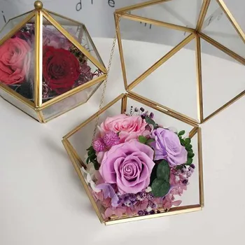 Grau Preservado Rose Dia dos Namorados Romântico Presentes de Casamento Lembrancinhas para Decoração de Casa de Flores Secas para Sempre Rosa da Caixa do Anel de Artesanato