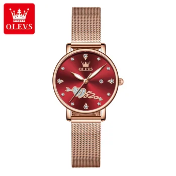 OLEVS NOVO Senhoras Marca de relógios de Luxo, Mulheres Relógios Impermeável Ouro Rosa em Aço Inoxidável de Quartzo do Calendário, do Relógio de Pulso de montre femme