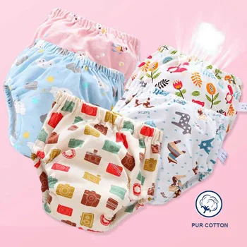 Fraldas de pano para o Bebê e Lavável, Reutilizável Fraldas de 6 camadas de Algodão Mudança do Bebê Calças de Treinamento Infantil Fraldas Cueca Calcinha