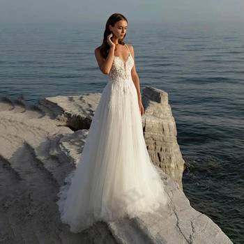 HAMMAH Elegante Vestido de Casamento Para a Noiva Sweetheart Tribunal Trem de Espaguete fita para o Botão de UMA LINHA de Apliques de Robe De Mariée