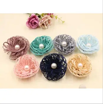 10Pcs artesanal DIÂMETRO de 6Cm de 7 cores versão coreana artesanal ninho de pássaro prateado flor artificial DIY casamento de flor na lapela a flor
