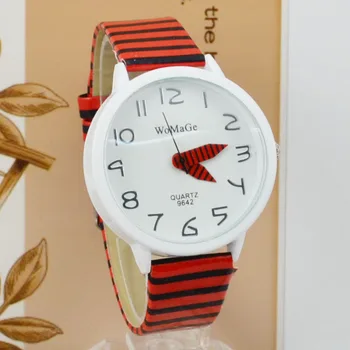 Womage Moda Criativa Mulheres Relógios De Listras De Zebra Cinto De Couro De Quartzo Relógio De Ponteiro De Lápis Senhoras Relógios Dames Horloges