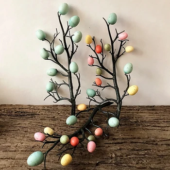 Ovo de páscoa Decoração da Árvore Criativo Ramo com a Pintura de Ovos Festa da Primavera Feliz Páscoa Favor Ovo Decoração de Abastecimento de Home DIY Ornamento