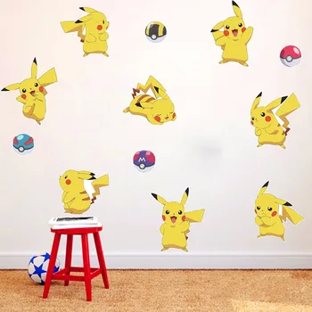 Pokemon Pikachu Anime Cartoon Adesivos de Decorar o Quarto de Crianças de Parede de Sala de estar de Carro de PVC Auto-adesivo Adesivos de Parede