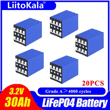 20pcs LiitoKala LiFePo4 3.2 V 30AH bateria de lítio de bateria para diy 12V lifepo4 e-moto e uma scooter para cadeira de rodas AGV carro carrinhos de Golfe