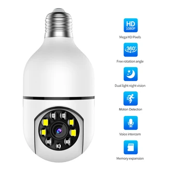 E27 wi-Fi Bulbo Câmera de Vigilância da Cor Completa de HD 720P Monitoramento Remoto da Câmera de Vigilância do Bulbo com Câmera de Segurança do Cartão de Memória