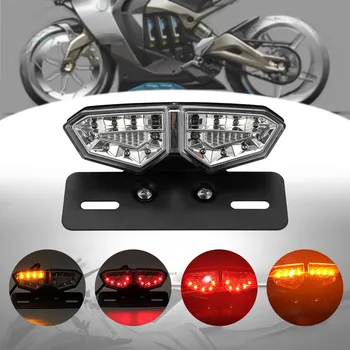 Universal Multifuncional Motocicleta LED lanterna traseira Personalizada Moto Parada Traseira de Freio Luz da Placa de Licença para Café Racer Flash da Lâmpada