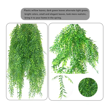 1Pcs de Plástico, Folhas de Salgueiro Suspensão Planta Verde Hera Artificial de Plantas Ivy Guirlanda de Cipó Para a Parede de Arco de Decoração Cesta de