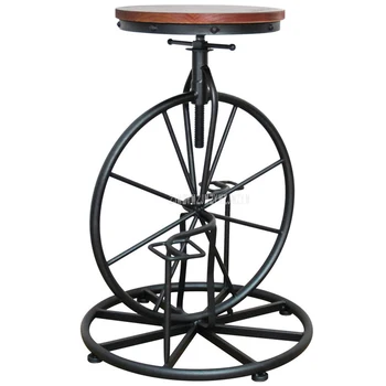 Antiguidades em Estilo Europeu, de Bicicleta Barra Design de Cadeira 67-80CM Altura de Ferro Madeira maciça de Alta Banquinho Giratório Giratório Banqueta Cadeira