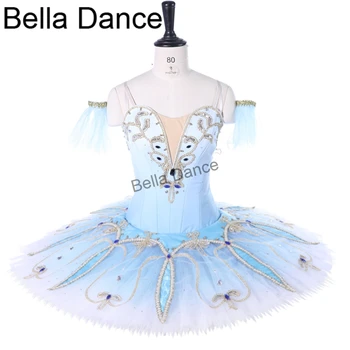 Criança custumized luz pássaro azul ballet dança vestido de panqueca profissional clássica tutu BT9262