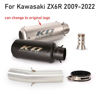 Para a Kawasaki ZX6R 2009-2022 de Exaustão da Motocicleta Sistema de Escapamento Tubo de Cauda de Escape Meio Ligação de Ligar o Tubo de Deslizamento Em Aço Inoxidável