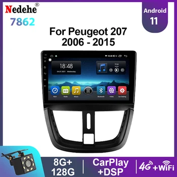 Auto-Rádio Estéreo de 2 Din Para Peugeot 207 CC 2006-2015 Multimídia Vídeo Player Android 11 Auto de Áudio, Navegação GPS, Tela OLED de DVD