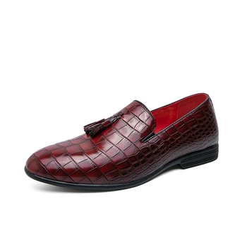 DAFENP Crocodilo padrão dos homens de couro sapatos de plataforma sapatos de homens de casamento sapatos de vestido novo de sapatos Borlas sapatos 38-47