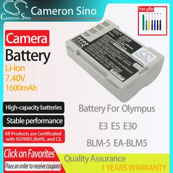 CameronSino Bateria para Olympus E3 E5 E30 se encaixa Olympus BLM-5 EA-BLM5 Baterias de câmeras Digitais 1600mAh 7.40 V Li-ion Branco