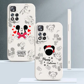 Caso De telefone Xiaomi Redmi Nota 11 11 11T 10S 10 9S 9T 9 8 8 Pro Plus 5G de Minnie do Mickey de Disney Christma Líquido Corda TPU Funda