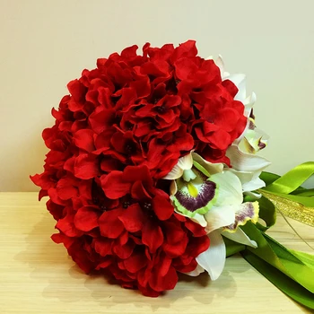 Casamento romântico Flor Decoração DIY de Artesanato, Rosas Vermelhas de Orquídeas, Buquês, Bouquets de Noiva Elegante Fita de Cetim gravata borboleta Monte
