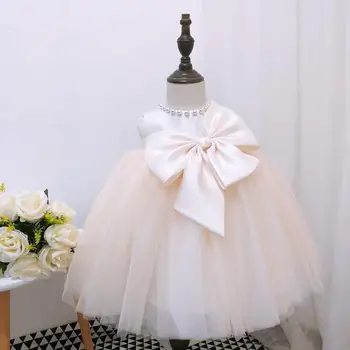 Menina Roupas De Casamento Batismo Vestido Champanhe Princesa Vestido Infantil De 1 Ano Da Festa De Aniversário De Bebê Recém-Nascido Vestido De Baptizado