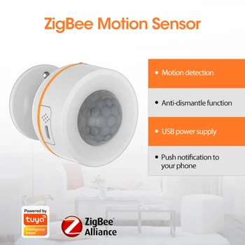 Tuya Zigbee Smart Sensor de Movimento de PIR Com Sensor de Temperatura E Umidade de Carga USB Controle Remoto Funciona Com TUYA Vida Inteligente