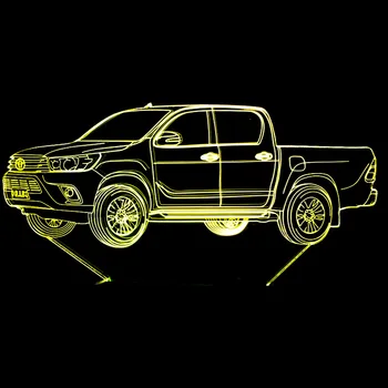 Nova Pickup Carro 3d Lâmpada de 7 de Toque da Cor de Led de Controlo Visual da Lâmpada sem Fio Noite do Diodo emissor de Luz Powerbank Led Usb 3d Luminárias