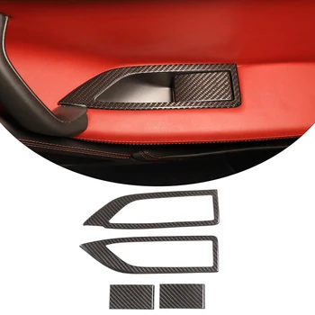 4pcs Para a Ferrari 458 2011 -2016 Real de Fibra de Carbono, Estilo Carro maçaneta da Porta Interior da Tampa Moldura Adesivo Acessórios de decoração