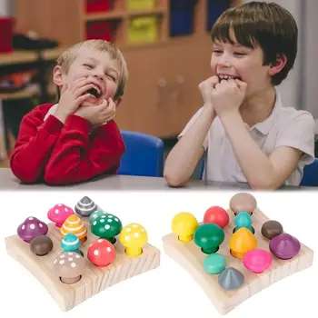 Montessori Brinquedo De Madeira Montessori Brinquedo Para Bebês Cogumelo Colheita Jogo De Crianças, O Desenvolvimento Precoce Divertido Jogo De Correspondência Para Os Meninos E