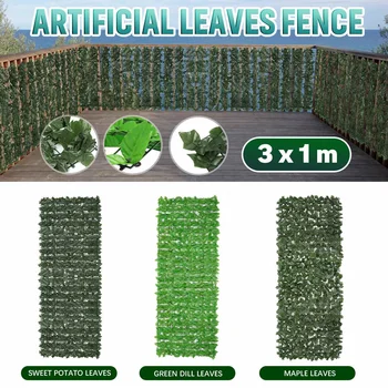 39X118Inch Artificial Leaf Cerca Painel Exterior de Privacidade Cerca de Parede Decoração Falso Ivy Sebes Tela do Painel de Hedge Jardim Decoração