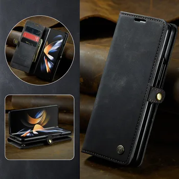 Suporte de apoio Função de Carteira de Proteção Integral Case para Samsung Galaxy Z Fold4 Dobre 4 Zfold4 5G Slot para Cartão de Telefone Bolsa para Samsung Fold4