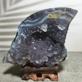 Ametista Pedra Natural Ágata E Cristal De Quartzo Geode De Druzy Amostra Do Presente Do FengShui Wicca Casa Reiki E Do Mobiliário De Decoração