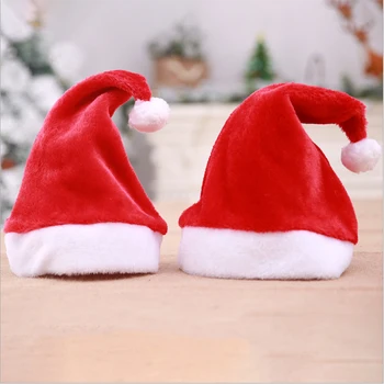 Decorações De Natal De Alto Grau De Natal Pêlo Curto, Cap Natal Suprimentos Filhos Adultos Chapéu De Natal Vestido De Festa Até