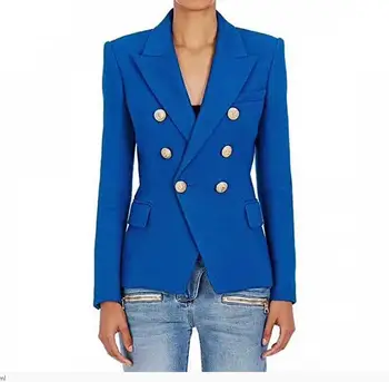 De alta qualidade da marca de design double-breasted terno jaquetas de 2018 primavera pistas mulheres botões do blazer Chic ajuste fino pêlo curto